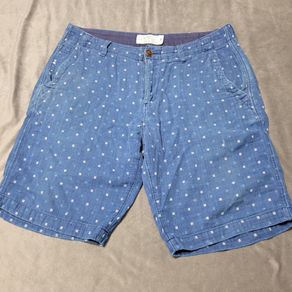 Lucky Brand Chino Shorts Men Size 31 Indigo Blue All Over Geometric Print Cotton